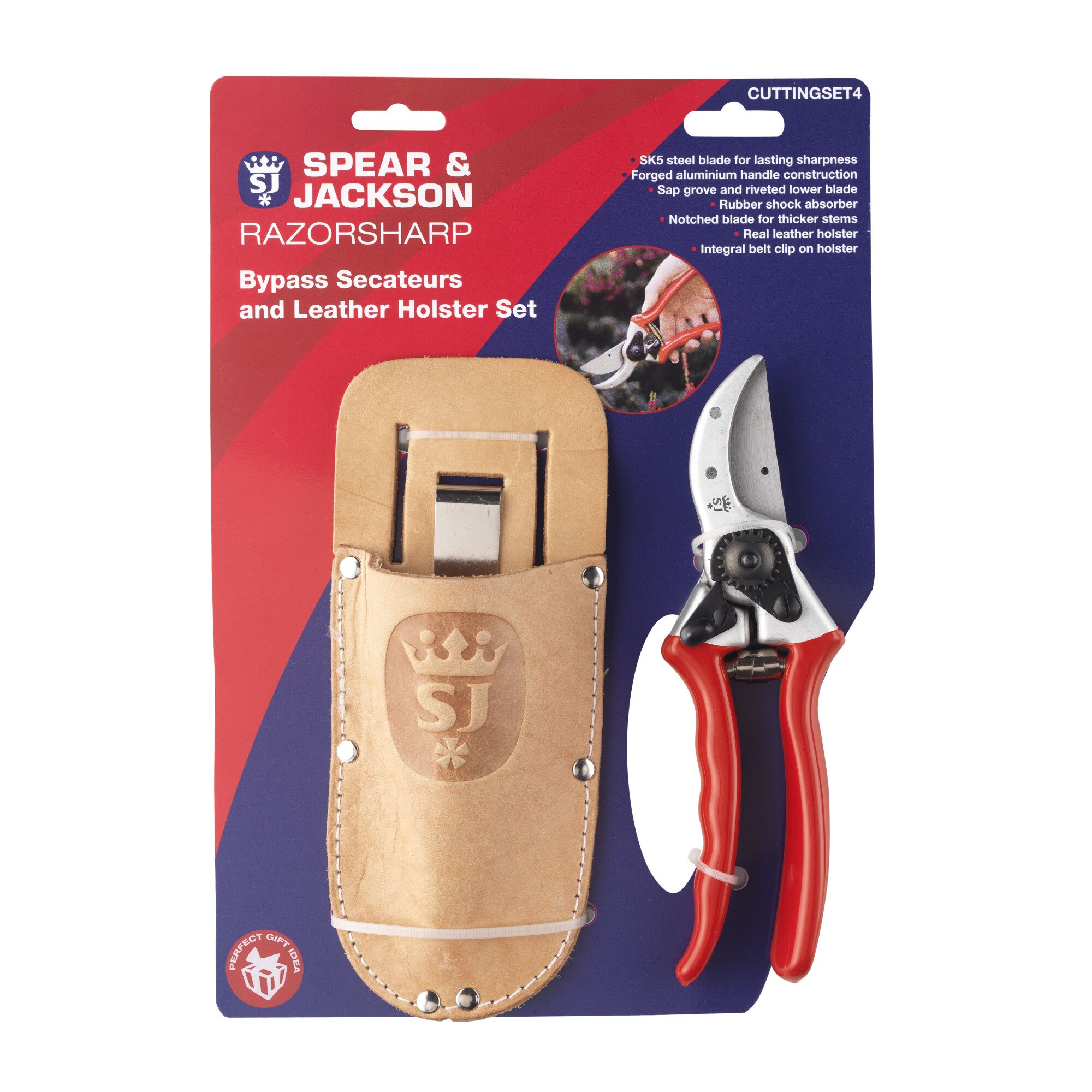 Set foarfeca gradinarit heavy duty si toc de piele, Spear & Jackson Razorsharp