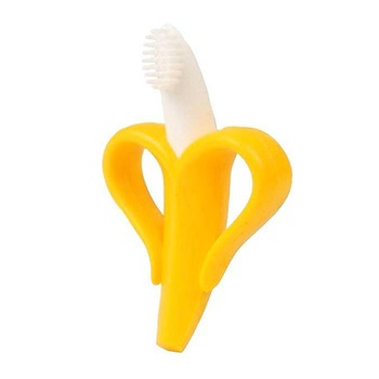 Jucarie si periuta de dinti 2in1 din silicon Coccorito - banana Jucarie si periuta de dinti 2in1 din silicon Coccorito - banana