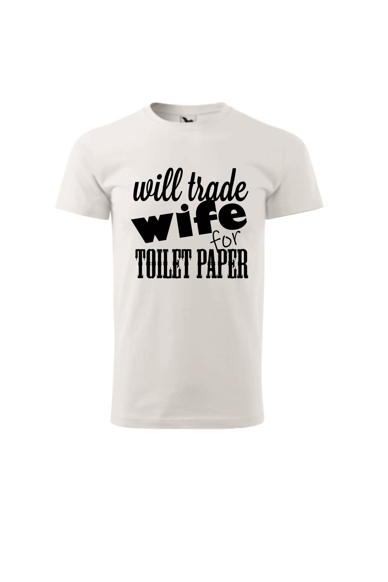 Tricou HappyU wife for toilet paper, Bumbac, Alb, M EU