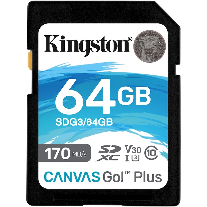 Карта памет SD Kingston Canvas GO Plus, 64GB, Клас 10, UHS-I, Включен адаптер