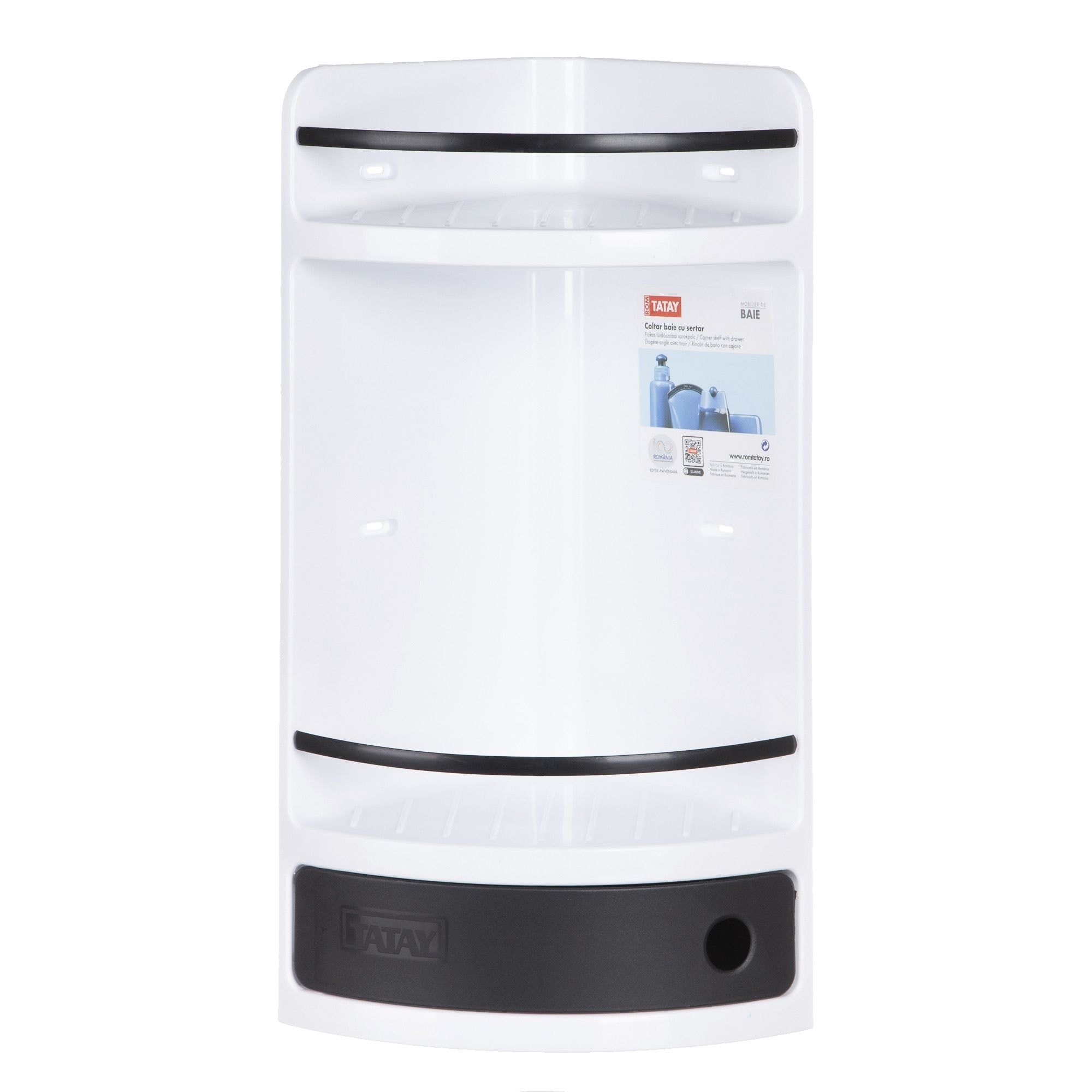 Dulapior de colt pentru dus cu sertar negru