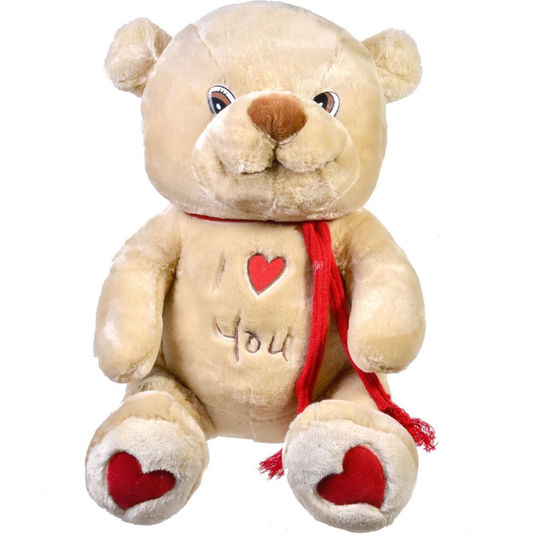 Mascota mare Urs din plus pentru Valentine's Day, cadou, sau copii , ATS, 60 cm , crem, cu inscriptia i love you