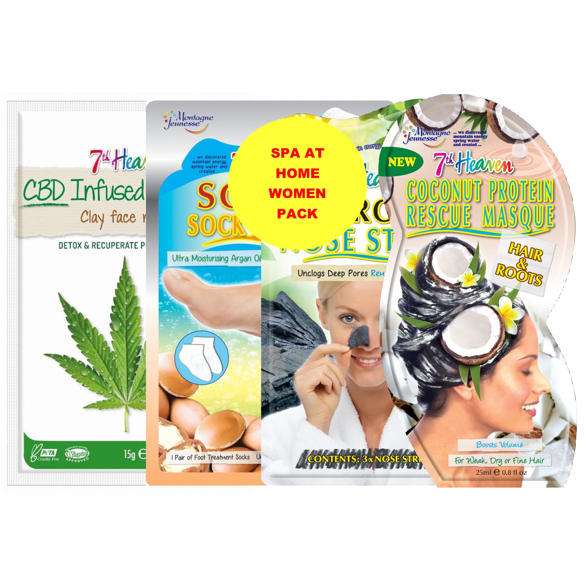 Masca 7TH HEAVEN pentru hidratare, Spa at Home - Women Pack, Multicolor