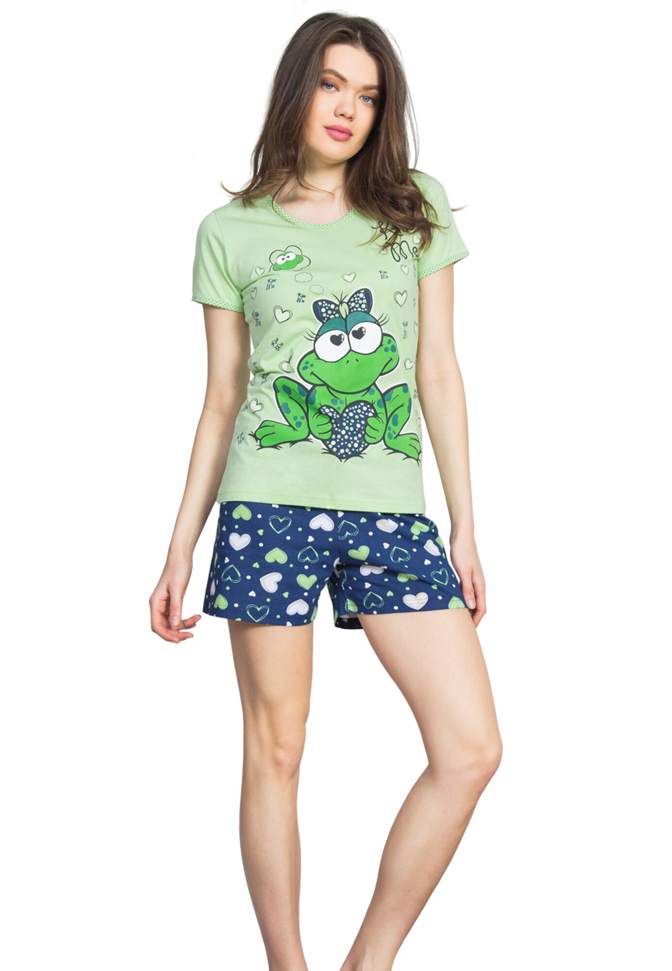Pijama dama Vienetta , model Kiss Me, verde