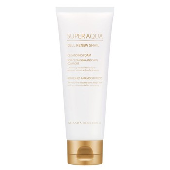 Spuma de curatare a fetei cu extract de melc Missha Super Aqua Cell Renew Snail, 100 ml Spuma de curatare a fetei cu extract de melc Missha Super Aqua Cell Renew Snail, 100 ml