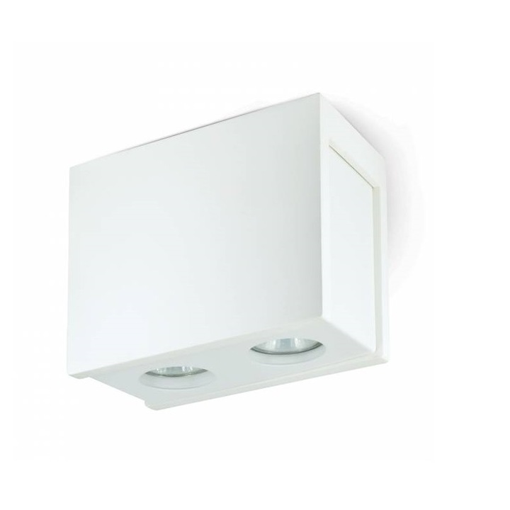 Corp de iluminat dublu, Lampa de suprafata, Kobi Light, Gips, Metal, Alb