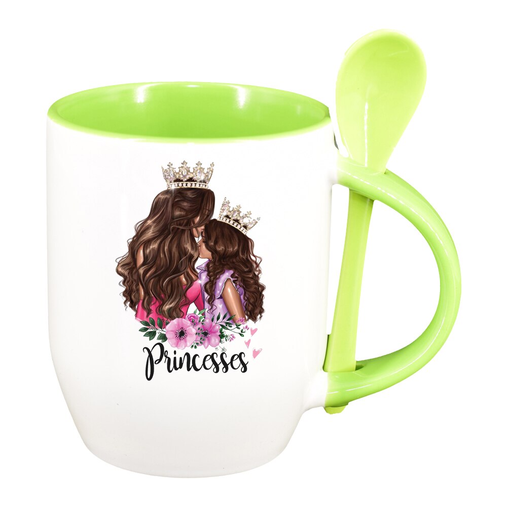 Cana Princess, Mama Copil, Fetita cu lingurita, interior verde deschis, 330ml, D1357