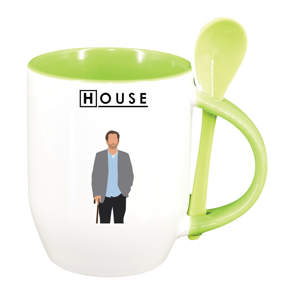 Cana Dr. House, Movie cu lingurita, interior verde deschis, 330ml, D1368
