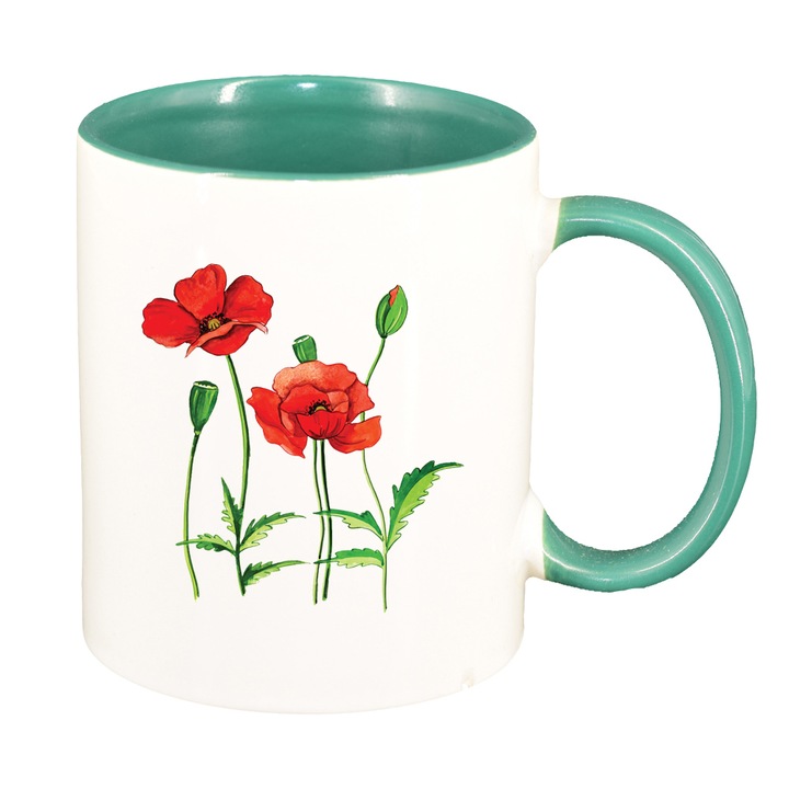 Cana Poppy Flower, interior verde, 330ml, D1371