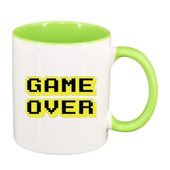 Cana Gamer, Game Over, interior verde deschis, 330ml, D1376 Cana Gamer, Game Over, interior verde deschis, 330ml, D1376