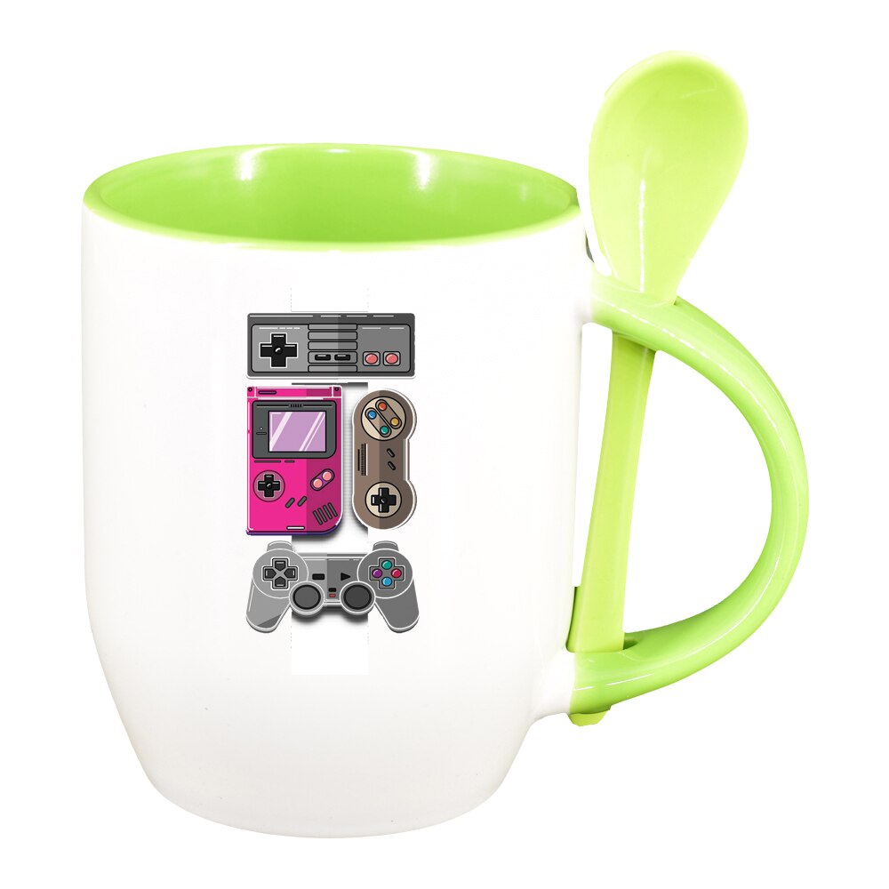 Cana Gamer, Xbox, Nintendo cu lingurita, interior verde deschis, 330ml, D1375