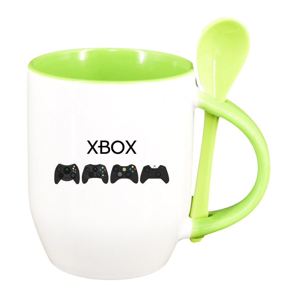 Cana Gamer, XBOX cu lingurita, interior verde deschis, 330ml, D1379