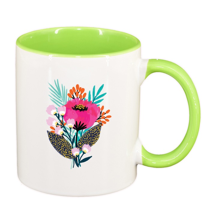 Cana Pastel Color Flower, interior verde deschis, 330ml, D1373