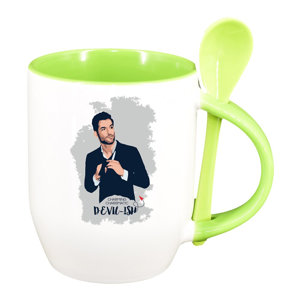 Cana Lucifer, Movie cu lingurita, interior verde deschis, 330ml, D1394