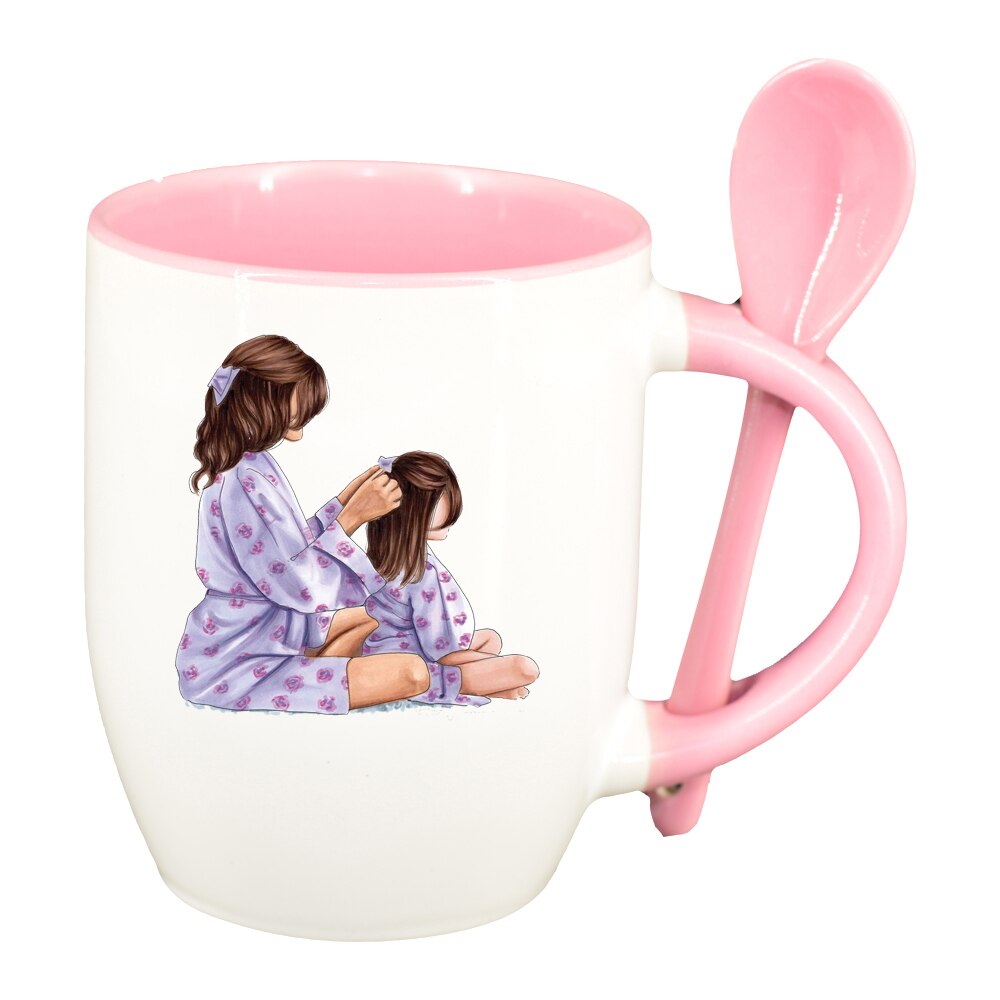 Cana Princess, Mama Copil, Fetita cu lingurita, interior roz, 330ml, D1358