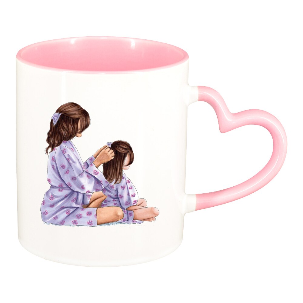 Cana Princess, Mama Copil, Fetita, interior roz, maner inima, 330ml, D1358