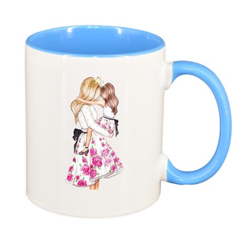 Cana Princess, Mama Copil, Fetita, interior albastru, 330ml, D1359 Cana Princess, Mama Copil, Fetita, interior albastru, 330ml, D1359