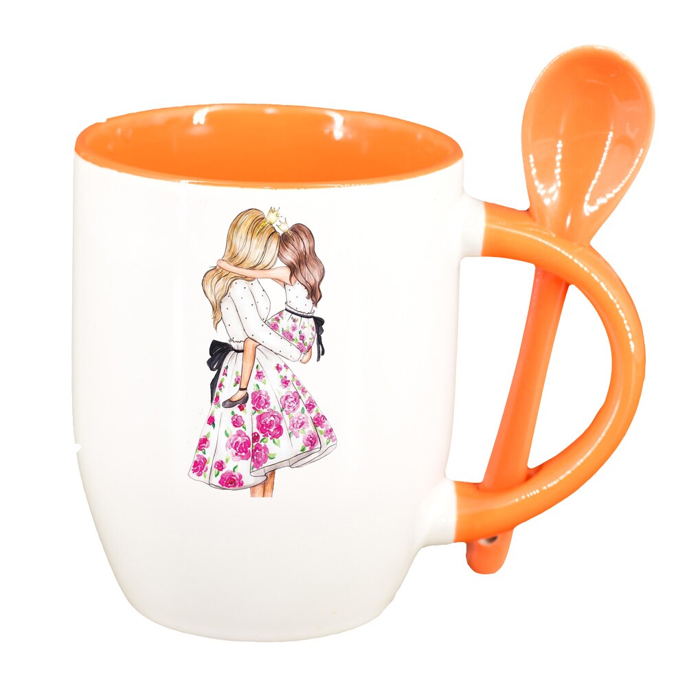 Cana Princess, Mama Copil, Fetita cu lingurita, interior portocaliu, 330ml, D1359