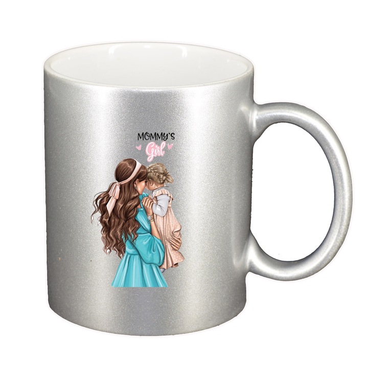 Princess bögre, Gyermekanya, Lány, gyöngyház ezüst, 330ml, D1360