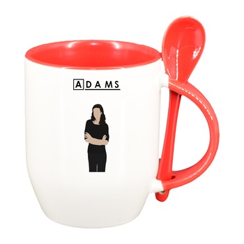 Cana Dr. House, Adams, Movie cu lingurita, interior rosu, 330ml, D1369 Cana Dr. House, Adams, Movie cu lingurita, interior rosu, 330ml, D1369