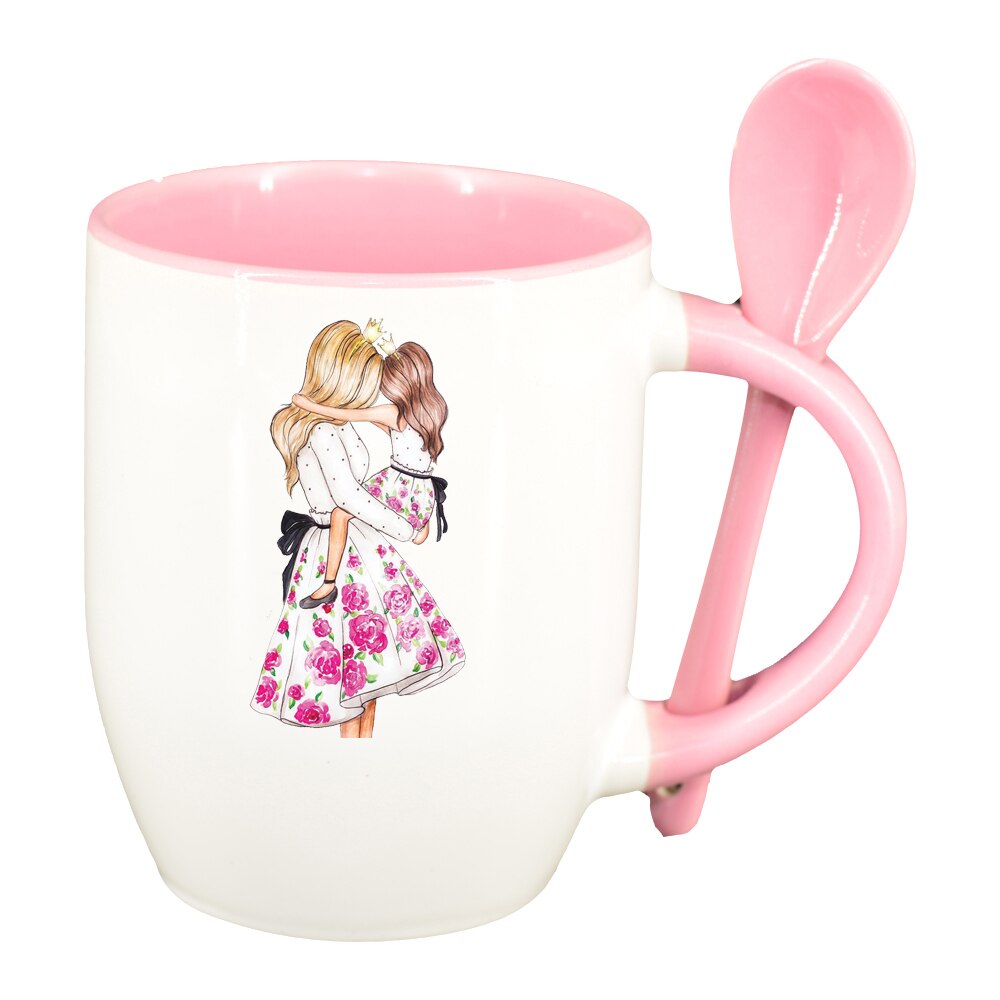 Cana Princess, Mama Copil, Fetita cu lingurita, interior roz, 330ml, D1359