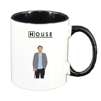 Cana Dr. House, Movie, interior negru, 330ml, D1368 Cana Dr. House, Movie, interior negru, 330ml, D1368