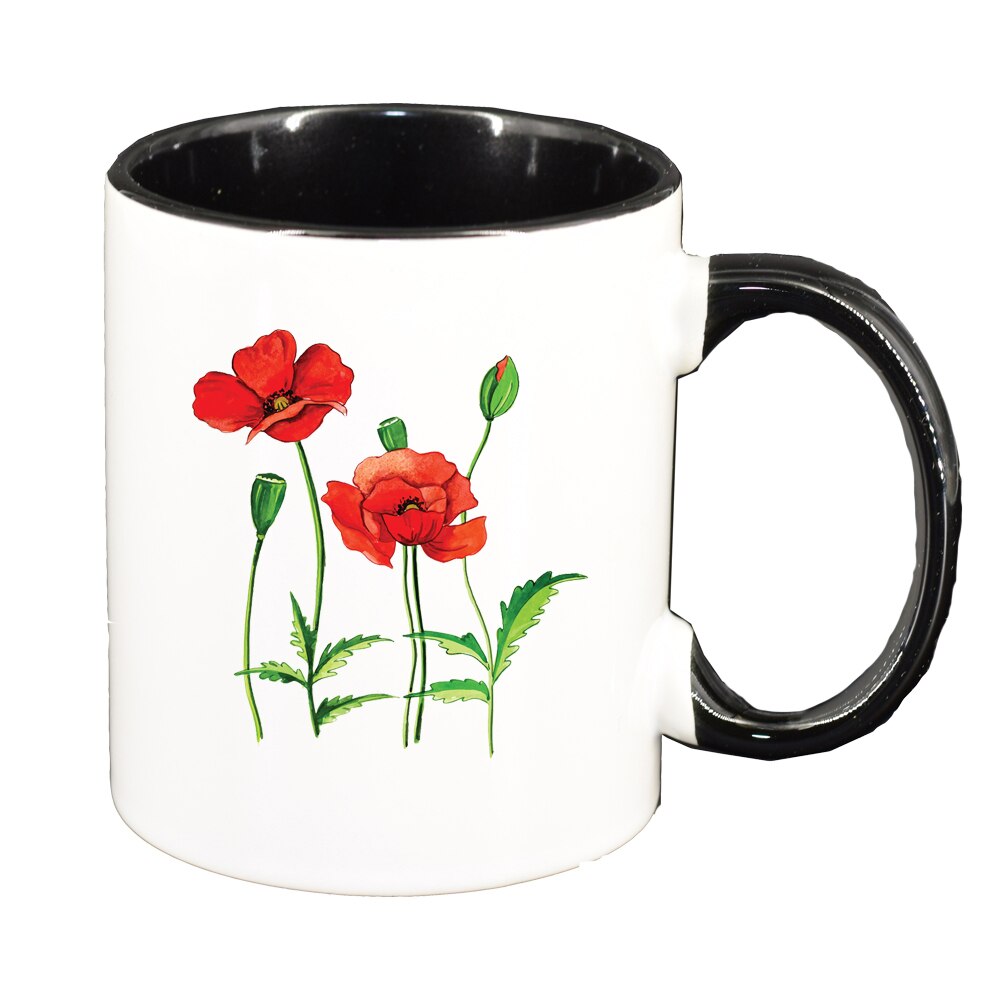 Cana Poppy Flower, interior negru, 330ml, D1371