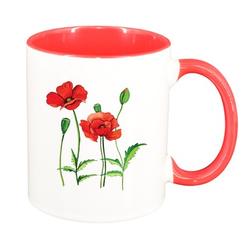 Cana Poppy Flower, interior rosu, 330ml, D1371 Cana Poppy Flower, interior rosu, 330ml, D1371