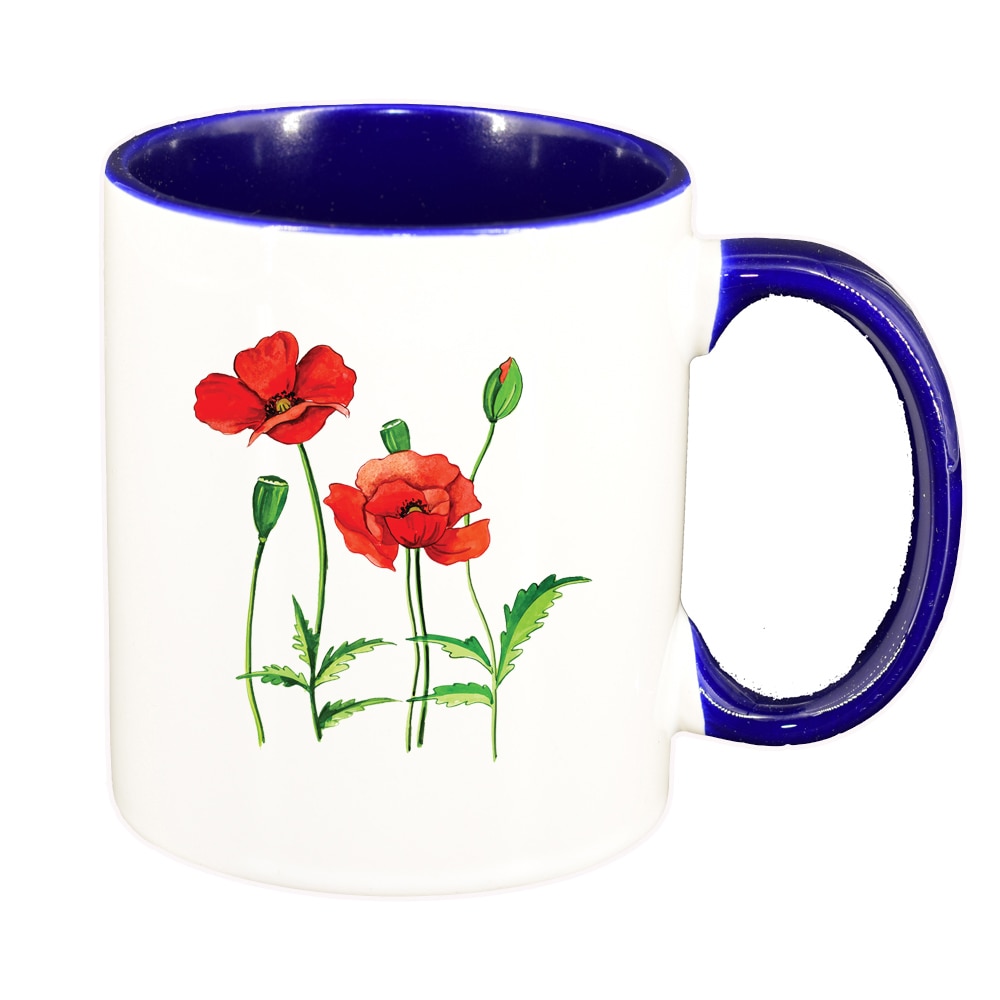 Cana Poppy Flower, interior albastru inchis, 330ml, D1371