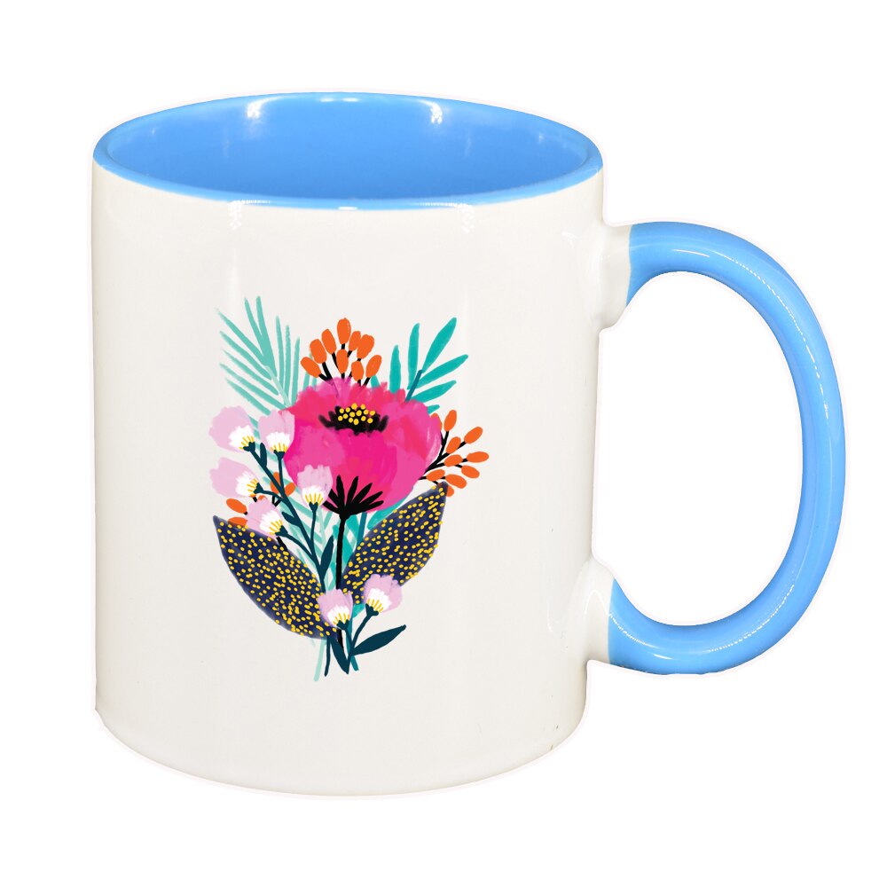 Cana Pastel Color Flower, interior albastru, 330ml, D1373