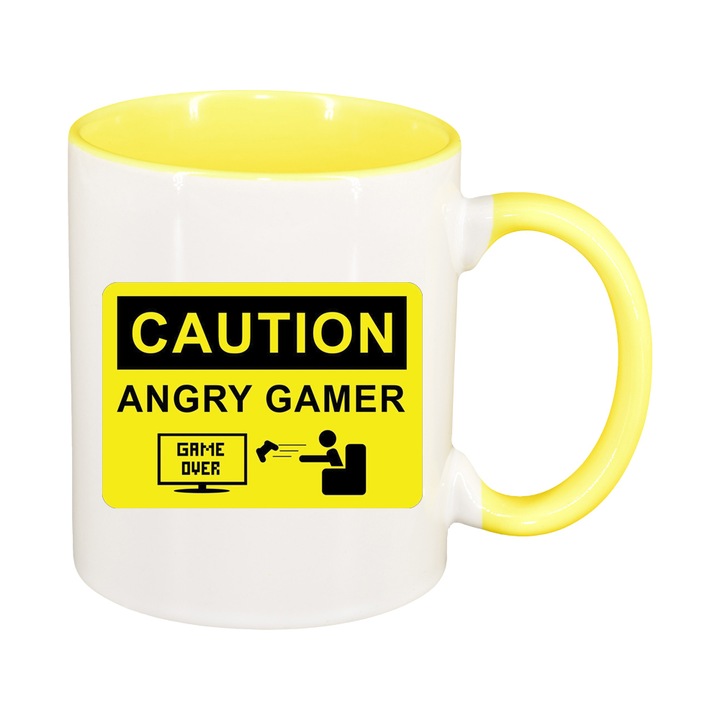 Cana Gamer, Game Over, interior galben, 330ml, D1377