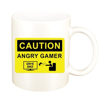 Cana Gamer, Game Over, alb sidefata, 330ml, D1377 Cana Gamer, Game Over, alb sidefata, 330ml, D1377