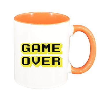 Cana Gamer, Game Over, interior portocaliu, 330ml, D1376 Cana Gamer, Game Over, interior portocaliu, 330ml, D1376