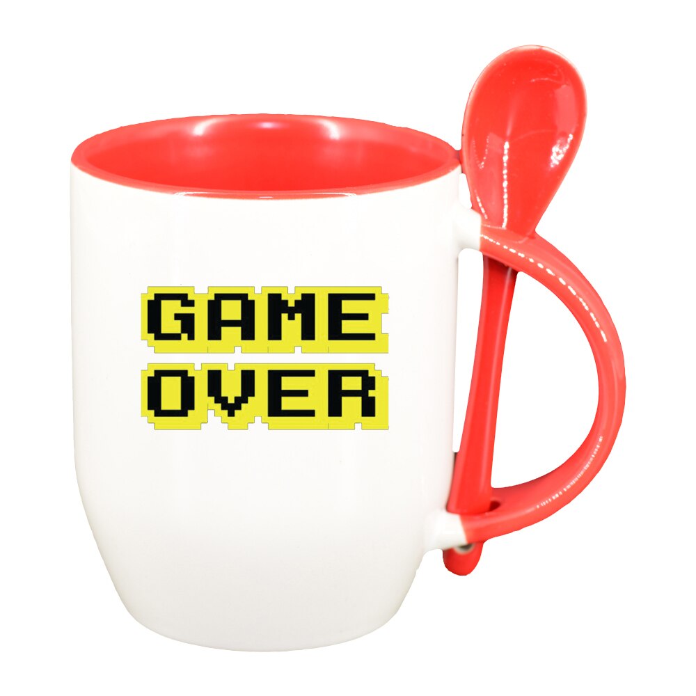 Cana Gamer, Game Over cu lingurita, interior rosu, 330ml, D1376