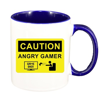 Cana Gamer, Game Over, interior albastru inchis, 330ml, D1377 Cana Gamer, Game Over, interior albastru inchis, 330ml, D1377