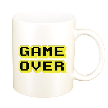 Cana Gamer, Game Over, alb sidefata, 330ml, D1376 Cana Gamer, Game Over, alb sidefata, 330ml, D1376