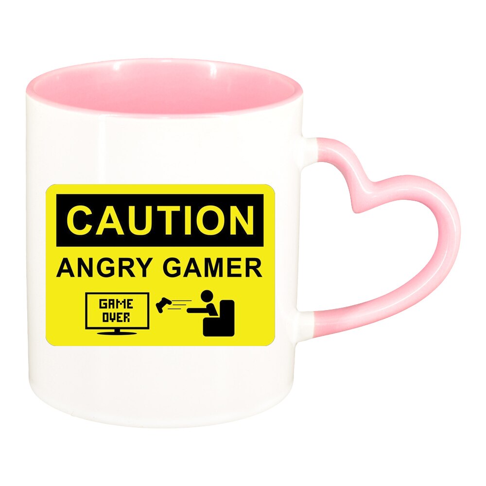 Cana Gamer, Game Over, interior roz, maner inima, 330ml, D1377