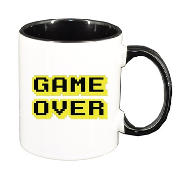 Cana Gamer, Game Over, interior negru, 330ml, D1376 Cana Gamer, Game Over, interior negru, 330ml, D1376