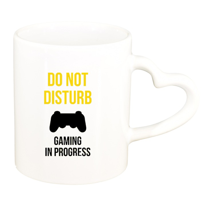 Gamer bögre, Do Not Disturb, fehér, szív fogantyú, 330ml, D1378