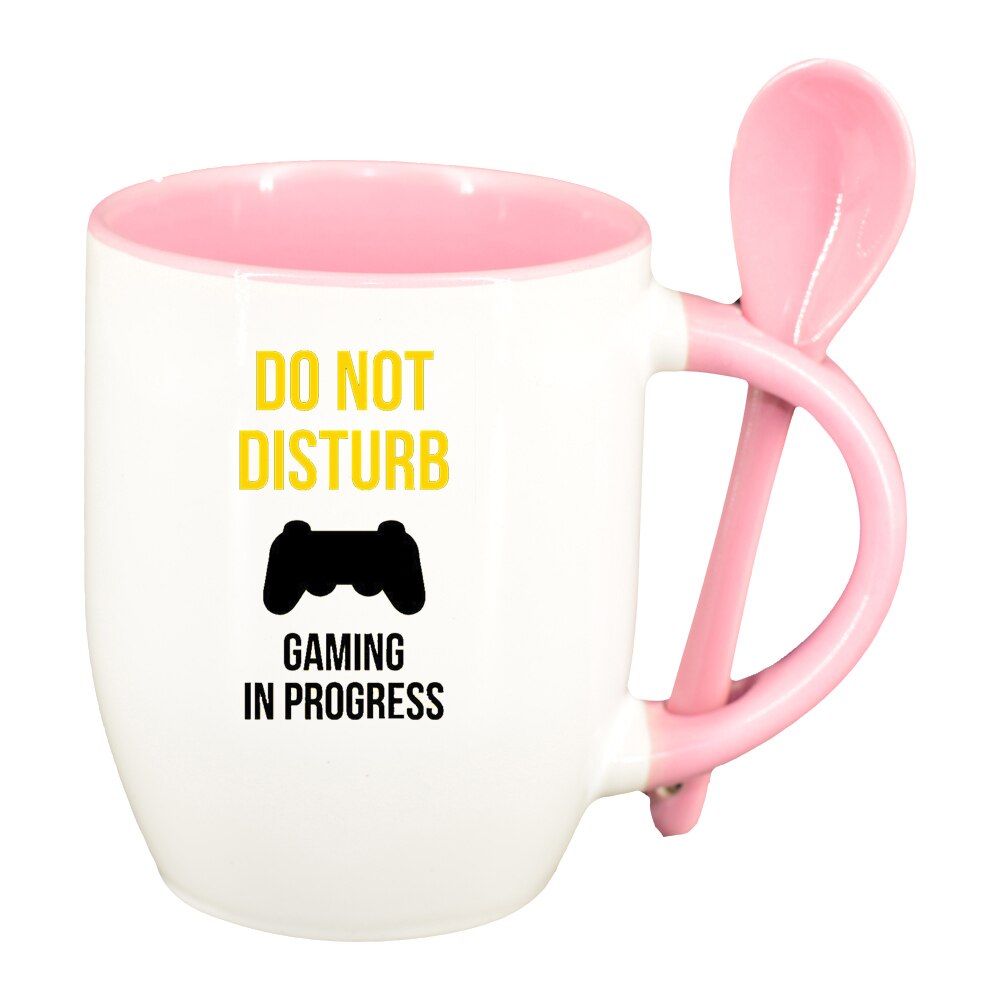 Cana Gamer, Do Not Disturb cu lingurita, interior roz, 330ml, D1378
