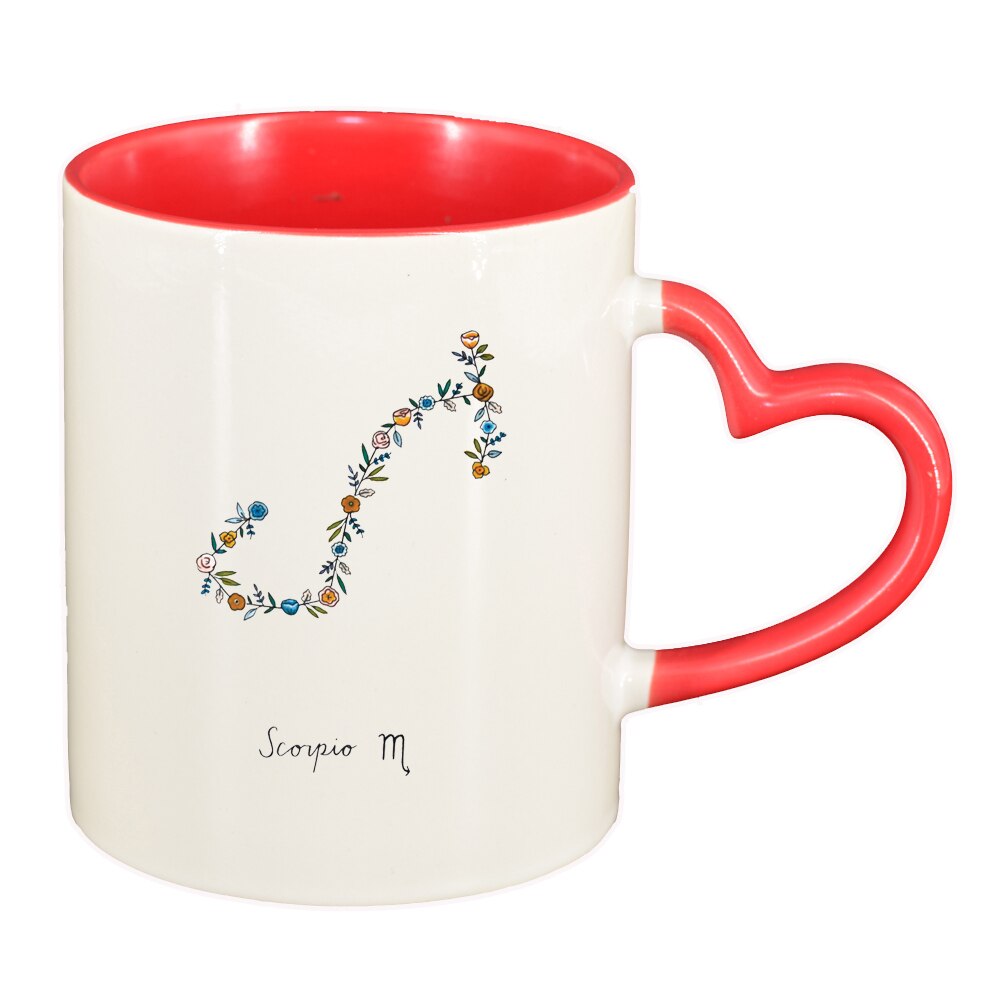 Cana Zodiac, Taurus, interior rosu, maner inima, 330ml, D1382