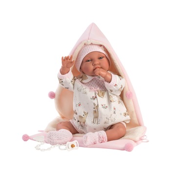Papusa Llorens, Tina, 44 cm, cu saculet de dormit, cu sunete Papusa Llorens, Tina, 44 cm, cu saculet de dormit, cu sunete