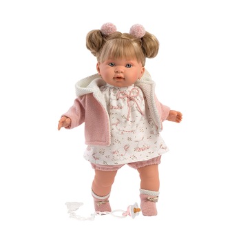 Papusa Llorens, Alexandra, cu rochita alba, 42 cm, cu sunete Papusa Llorens, Alexandra, cu rochita alba, 42 cm, cu sunete