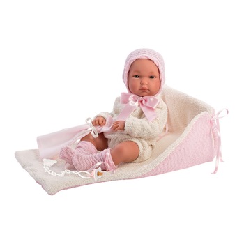 Papusa Llorens, Bimba, 35 cm, cu saltea de schimbat roz Papusa Llorens, Bimba, 35 cm, cu saltea de schimbat roz