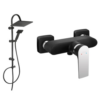 Set de dus FERRO Square BLACK baterie dus si Set bara dus cu suport culisant, dus fix si para dus mobila Squerto, Negru / Mat Set de dus FERRO Square BLACK baterie dus si Set bara dus cu suport culisant, dus fix si para dus mobila Squerto, Negru / Mat