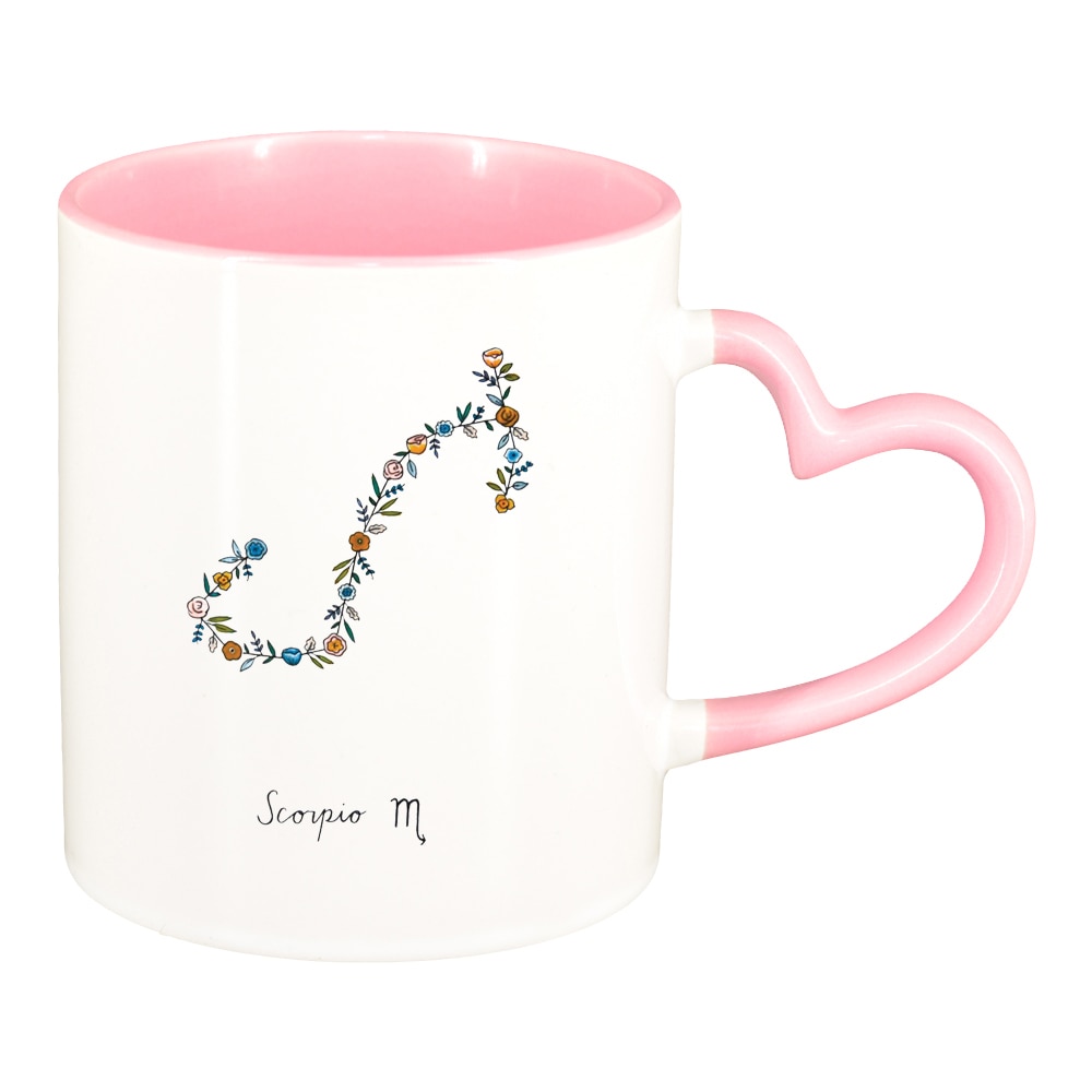 Cana Zodiac, Scorpio, interior roz, maner inima, 330ml, D1382