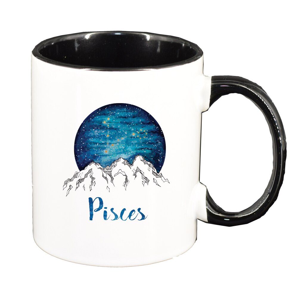 Cana Zodiac, Pisces, interior negru, 330ml, D1387