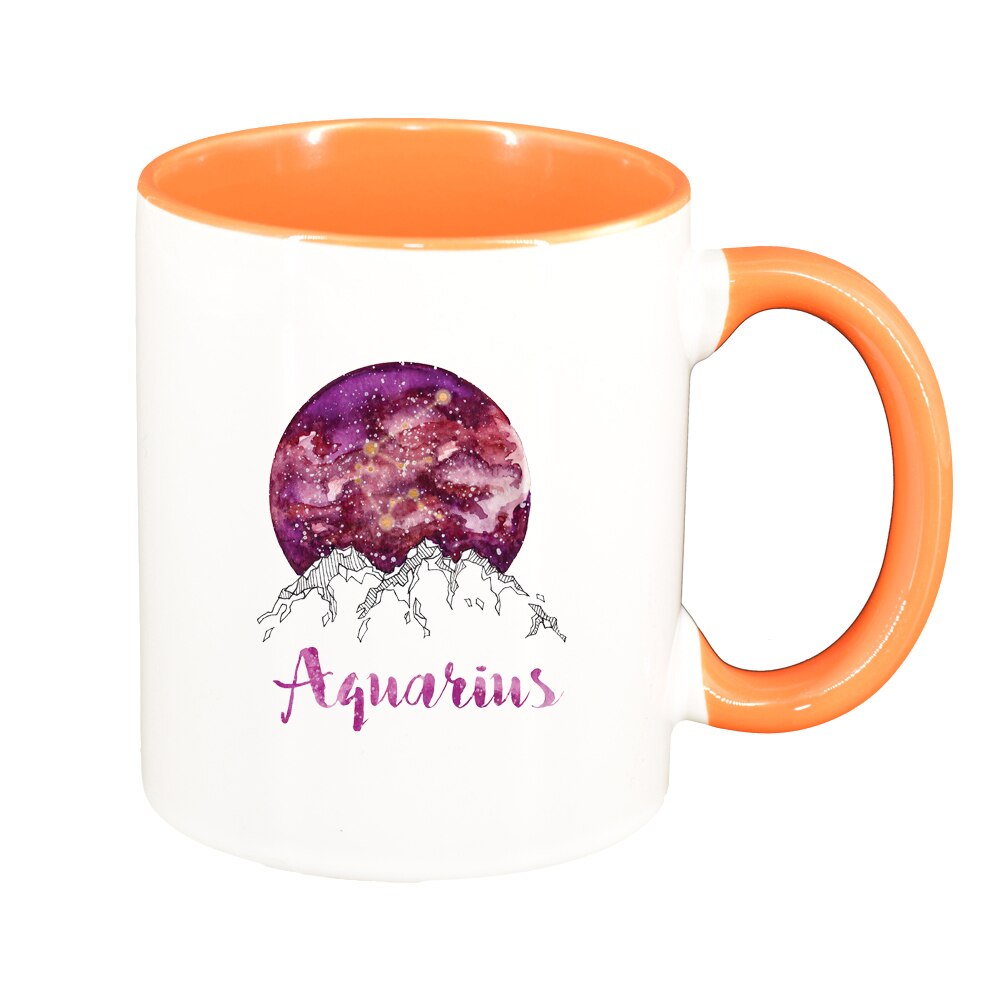 Cana Zodiac, Aquarius, interior portocaliu, 330ml, D1386