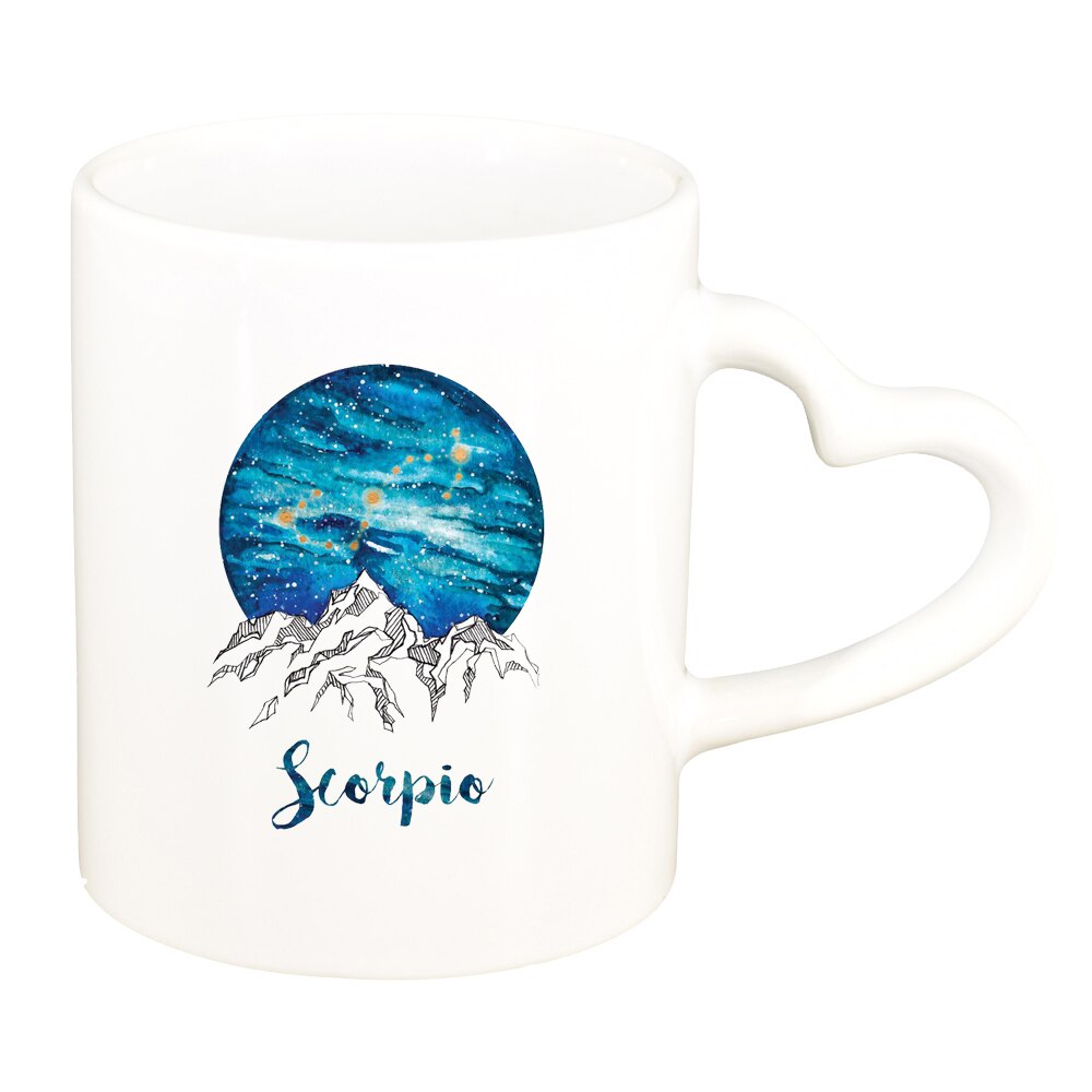 Cana Zodiac, Scorpio, alb, maner inima, 330ml, D1388