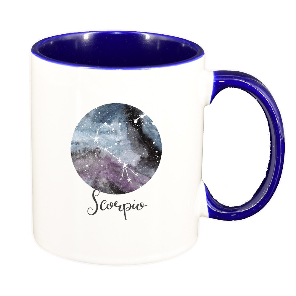 Cana Zodiac, Scorpio, interior albastru inchis, 330ml, D1389